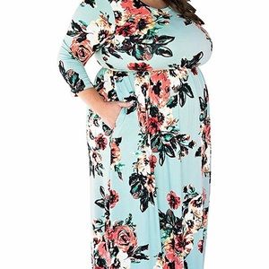 Mint and floral maxi dress 3x/4x
